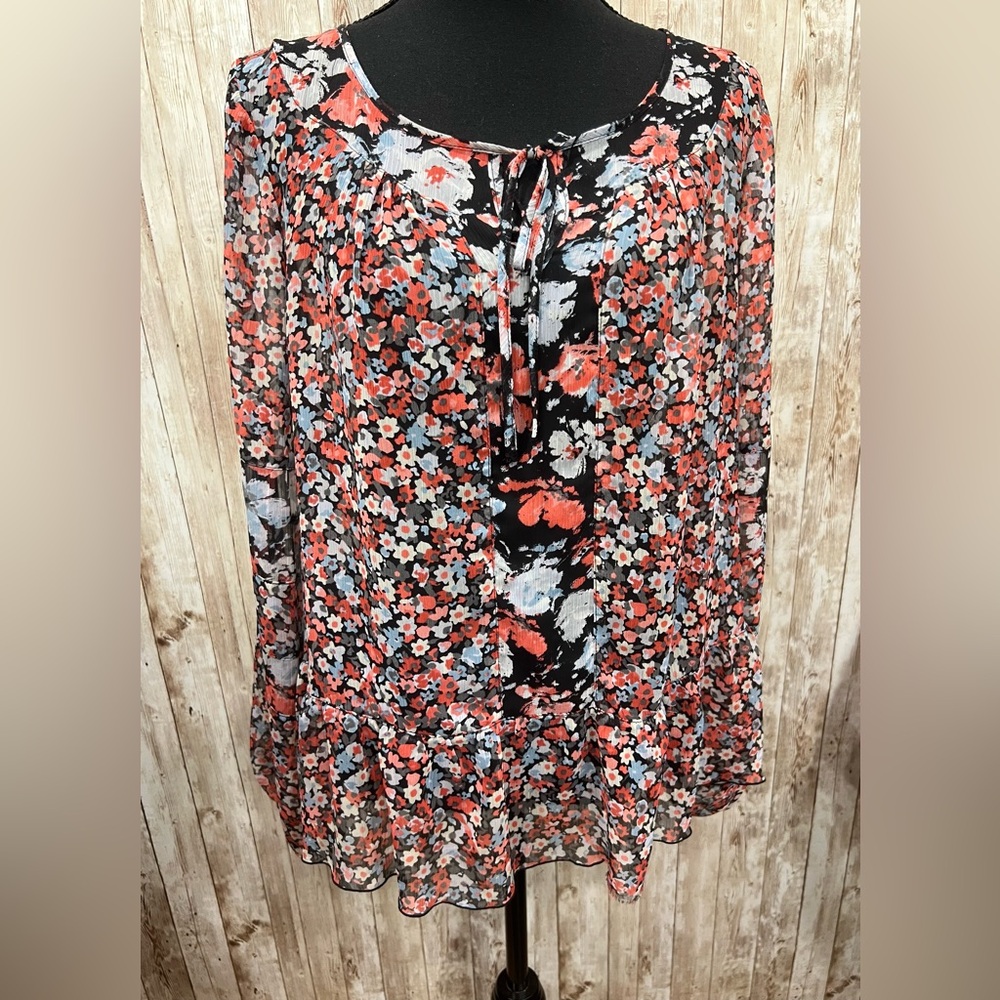 Elle Floral Blouse‎ - Black and Red